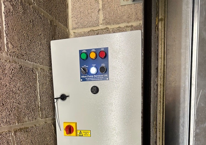 New pump control panel with run, trip and alarm lights